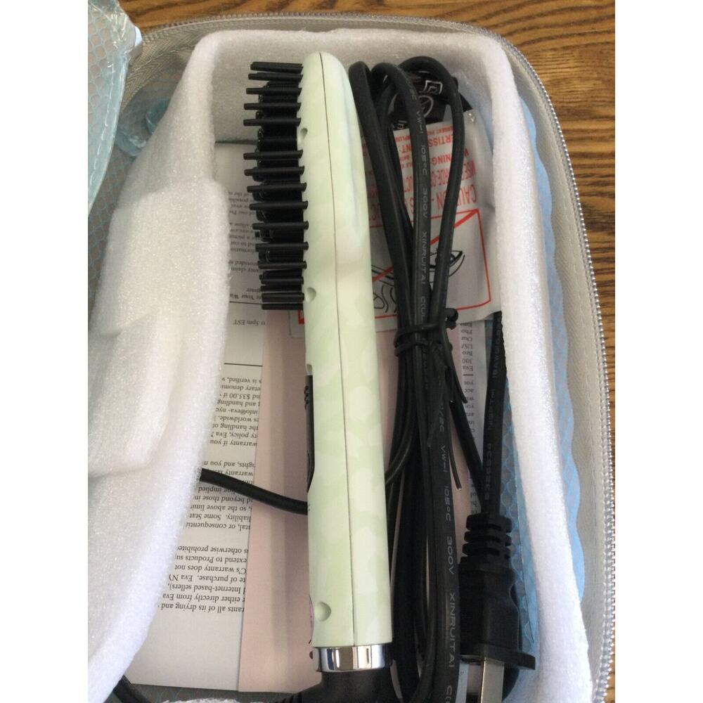 Eva NYC Mini Healthy Heat Thermal Straightening Brush w/ Blue Travel Case NEW